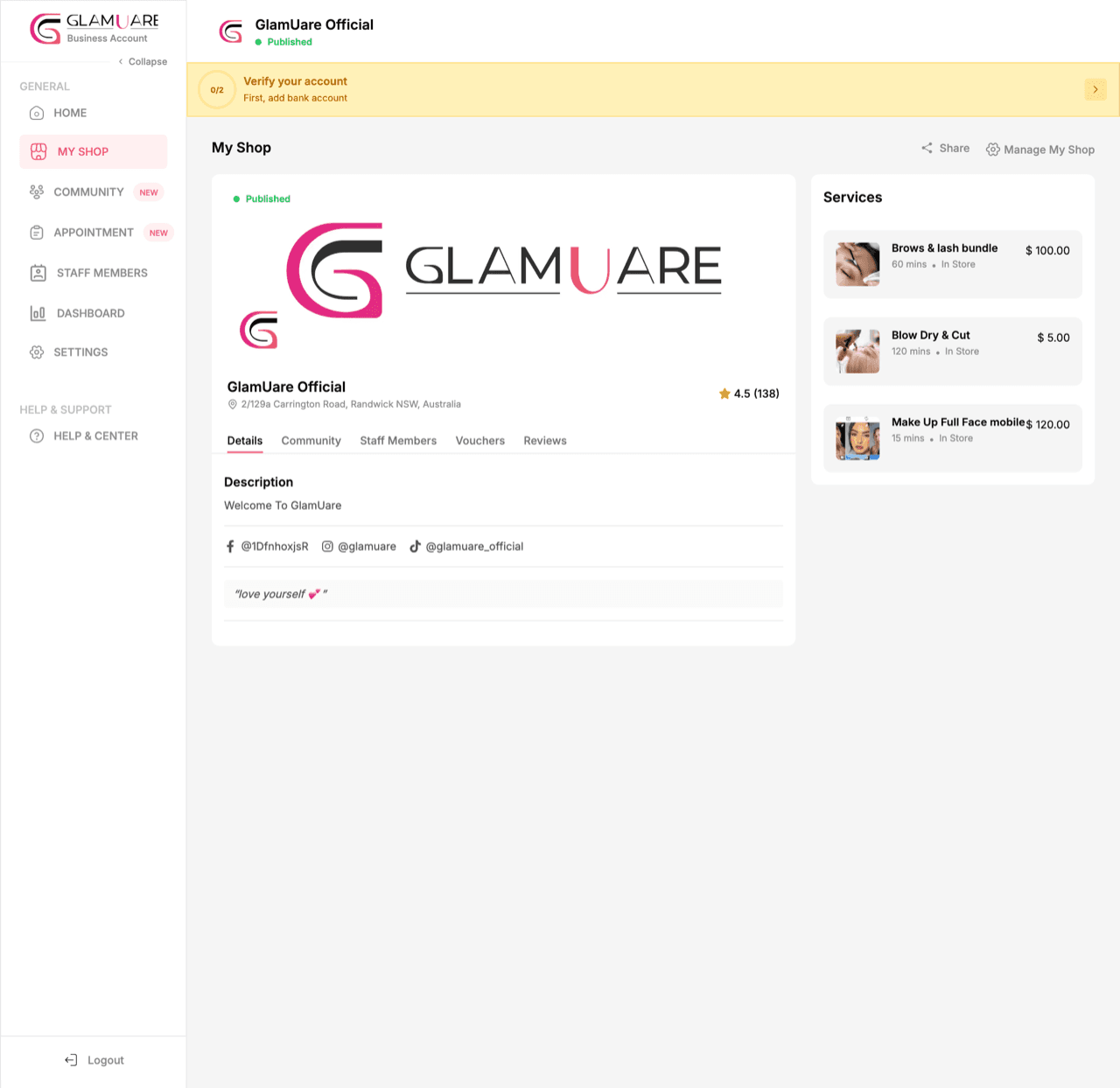 Glamuare app — Your shopfront